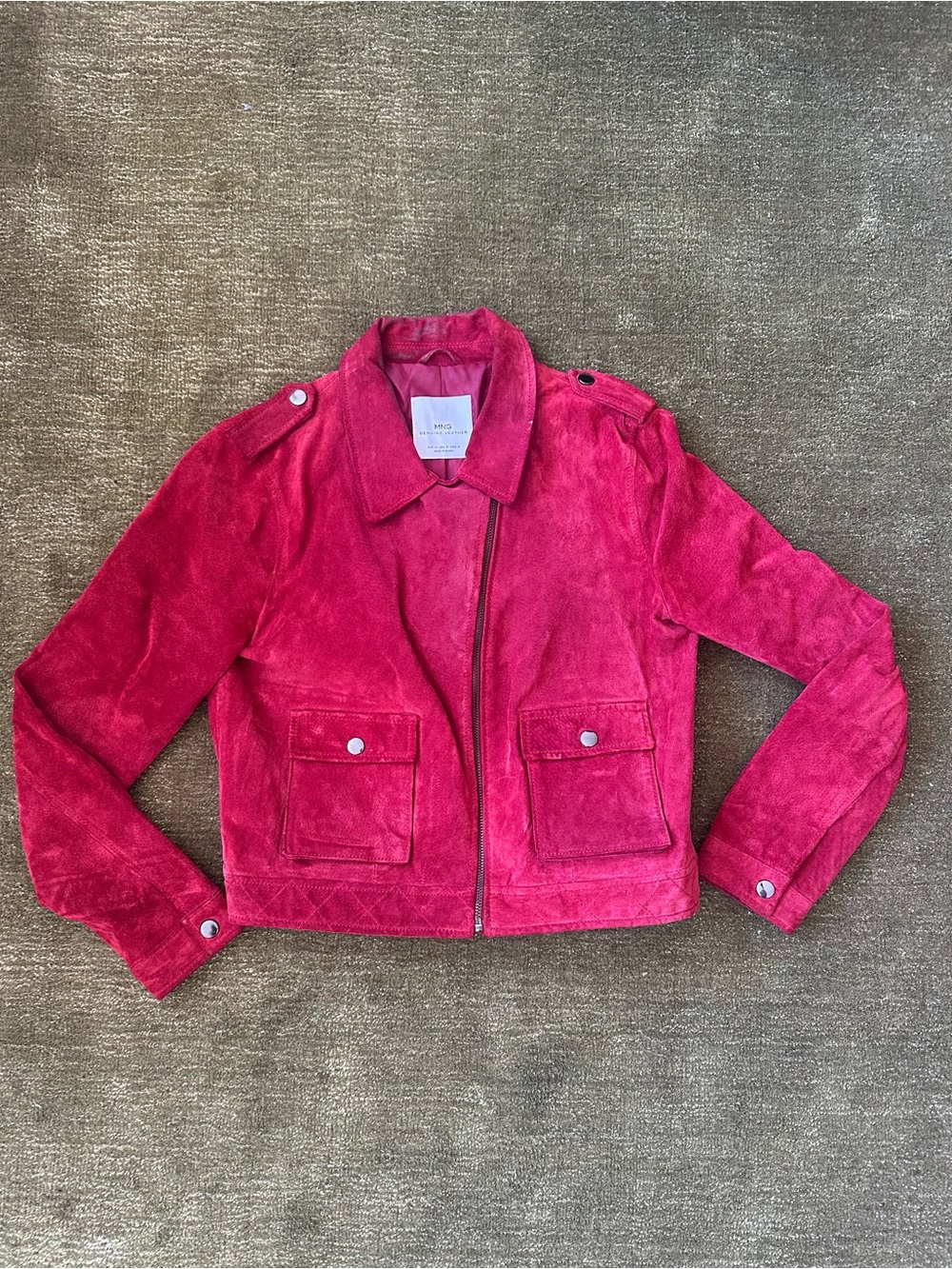Mango Red Suede Moto Jacket